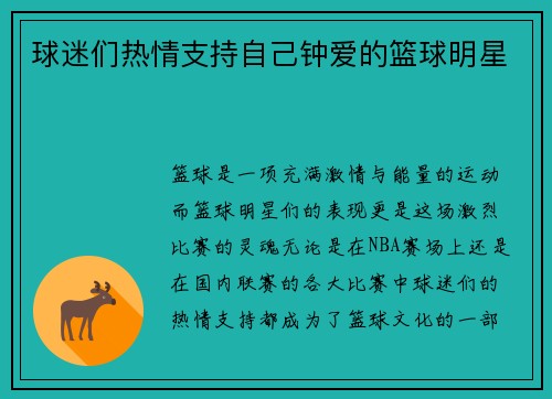 球迷们热情支持自己钟爱的篮球明星